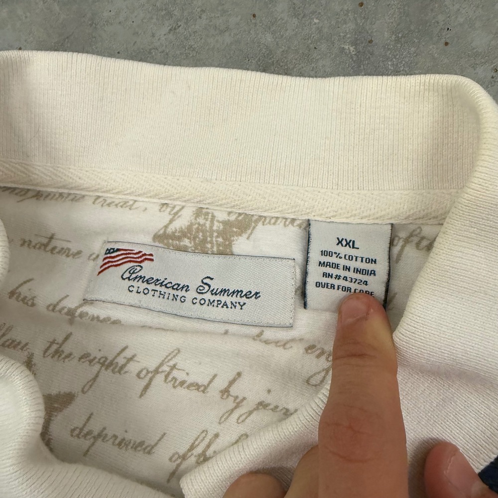 90s Mens American Summer Eagle Flag Constitution All Over Print Polo Shirt XXL - Picture 3 of 7